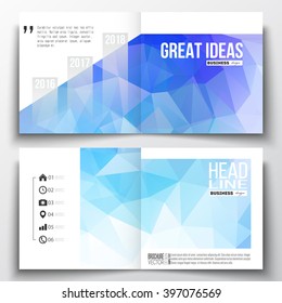 Vector set of square design brochure template. Abstract colorful polygonal background, modern stylish triangle vector texture.