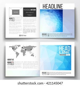 Vector set of square design brochure template. Abstract colorful polygonal background, modern stylish triangle vector texture.