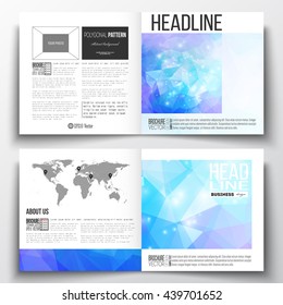 Vector set of square design brochure template. Abstract colorful polygonal background, modern stylish triangle vector texture.