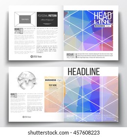 Vector set of square design brochure template. Abstract colorful polygonal background, modern stylish triangle vector texture.