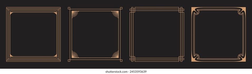 Vektorgrafik Set Quadrat von Design-Elementen und Abbildungen im schlichten linearen Stil - Boho Arch Logo Design-Elemente und Rahmen für Social Media Geschichten und Beiträge