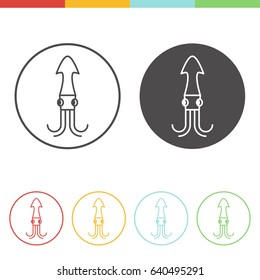 Vector set of squid icons in thin line style
