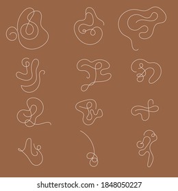 Vector set of squiggles, curls, organic shapes. Pastel element templates for modern designs.