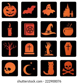 Vector Set of Squre Halloween Icons