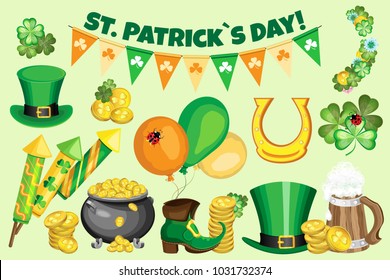 Vector set for St. Patrick's Day with inscription