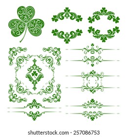 Vector set of st. Patrick's Day decorative ornamental page decoration calligraphic design elements for invitation, banner, congratulation and greeting card