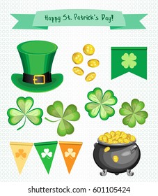 Vector set for St. Patrick's Day. Isolated parts for the creation of your work