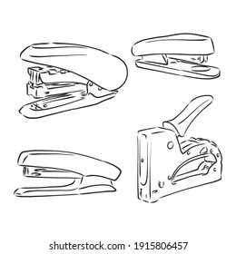 vector set of stapler stapler vector sketch illustration