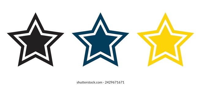 vector set of star black, blue and yellow
