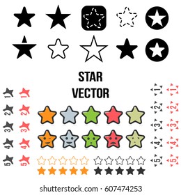 Vector Set of Star Icons. Illustration isolated on white background.