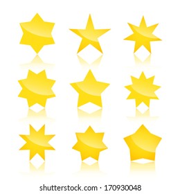 vector set of star icons, logos with reflection