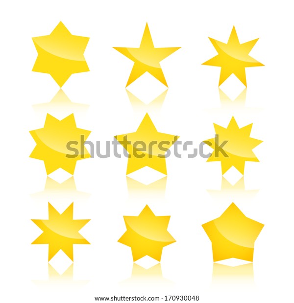 Vector Set Star Icons Logos Reflection Stock Vector Royalty Free