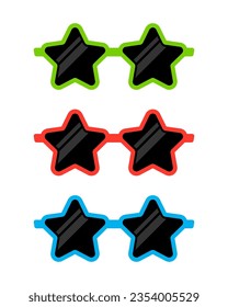 Conjunto vectorial de gafas de sol con forma de estrella