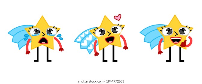 Vector set. Star sticker. Different types of emotions.