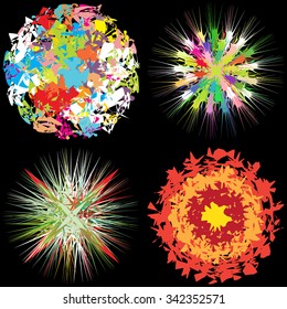 Vector set of starburst, sparkles, flash, spark and stars symbols