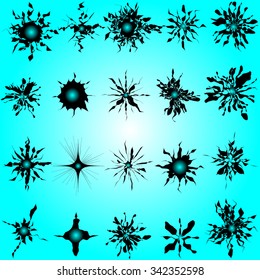 Vector set of starburst, sparkles, flash, spark and stars symbols