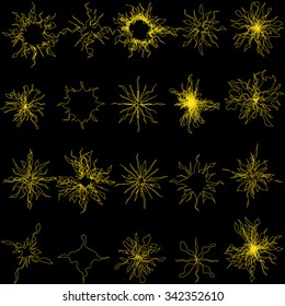 Vector set of starburst, sparkles, flash, spark and stars symbols
