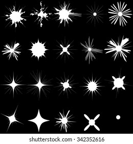 Vector set of starburst, sparkles, flash, spark and stars symbols