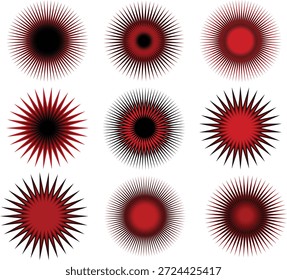 Vektorgrafik von Sternzeichen- und Sonnenburst-Formen für Verkaufsetiketten und Werbeausweise