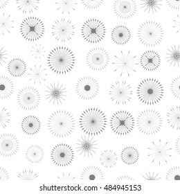 Vector Set of Starbursts Symbols Seamless Pattern on White Background