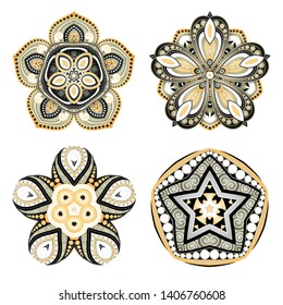 Vector Set of Stars. Abstract Objects Isolated On White Background. Ethnic Decorative Element