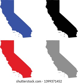 Vector Set of the State of California, USA in Black, Blue, Red, and Gray style options