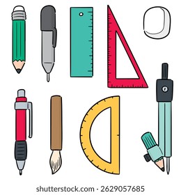 vector set of stationery cartoon