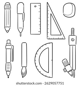 Vector conjunto de dibujos animados de papelería
