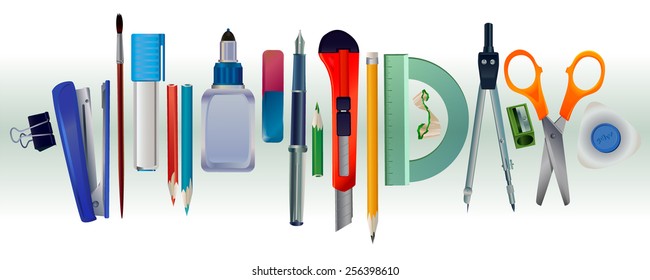 vector set of stationery, lined in a line
