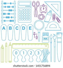 Vector set of stationery. Pattern on education or business. 