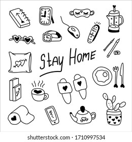 vector set stay home on white background