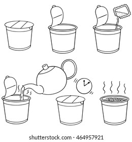 vector set of step to make instant noodle