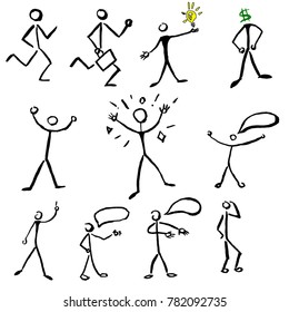 Vector set with stick figures. 