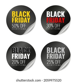 Vector set of stickers for Black Friday. 
