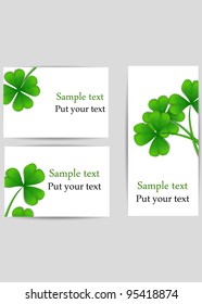 vector set of stickers with clover, dedicated to Saint Patrick's Day