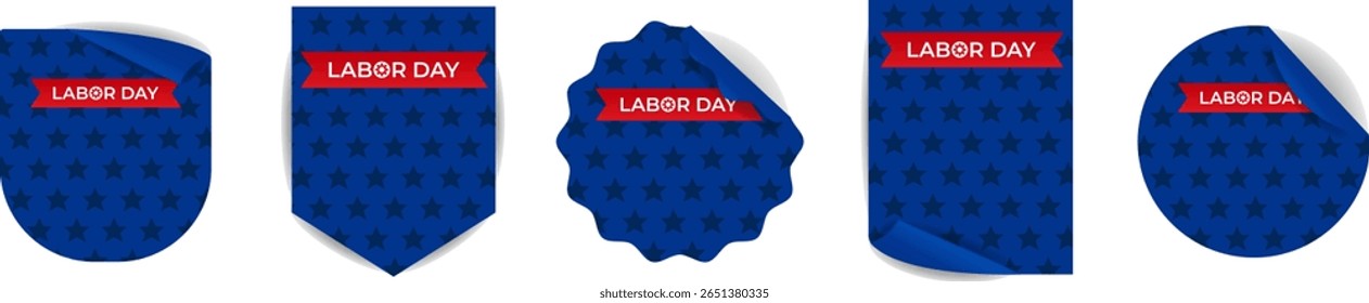 Vector set of stickers with empty space for text for shopping, sales, special offers for Labor Day 