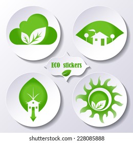 Vector set of stickers, icons environmental protection for design