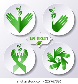 Vector set of stickers, icons environmental protection for design