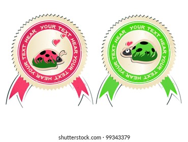 vector set of stickers with ladybirds in love. Eps8 illustration