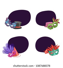 Vector set of stickers masks and party