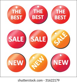 Vector set stickers with  "New ", "The best", " Sale"