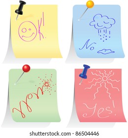 vector set of stickers pastel pinned office pins with slogans