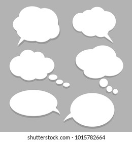 Vector set of stickers of speech bubbles. Blank empty white speech bubbles