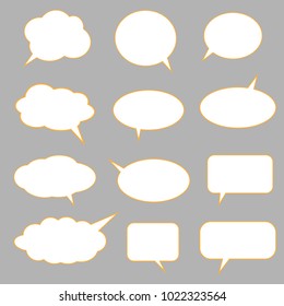 Vector set of stickers of speech bubbles. Blank empty white speech bubbles