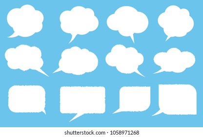 Vector set of stickers of speech bubbles. Blank empty white speech bubbles