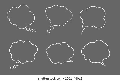 Vector set of stickers of speech bubbles. Blank empty speech bubbles