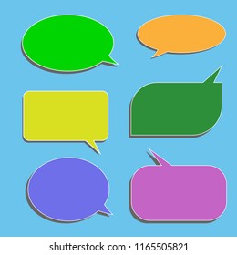 Vector set of stickers of speech bubbles. Blank empty speech bubbles