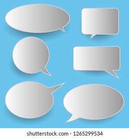 Vector set of stickers of speech bubbles. Blank empty speech bubbles