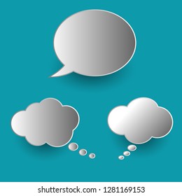 Vector set of stickers of speech bubbles. Blank empty speech bubbles