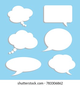 Vector set of stickers of speech bubbles. Blank empty white speech bubbles